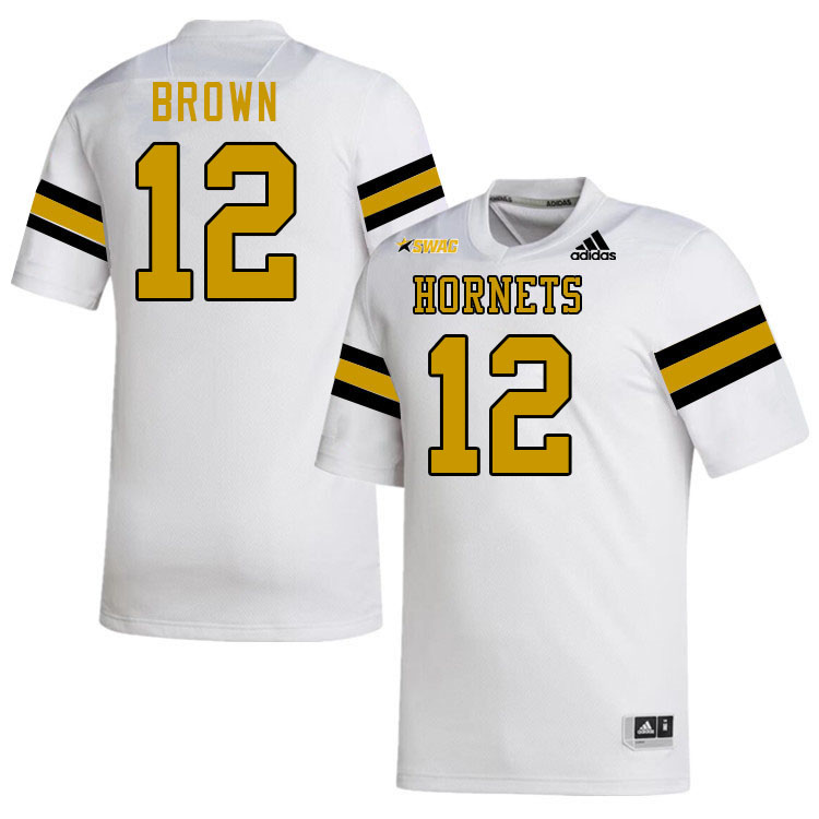 Alabama State Hornets #12 Demontrez Brown College Football Jerseys Stitched Sale-White